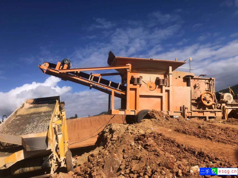 二手半移动免基础时产40吨石子生产线石料破碎机低价-2