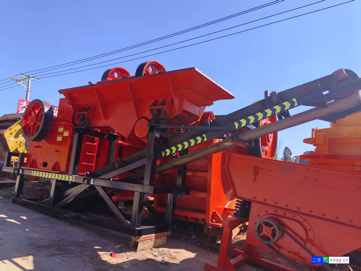二手时产40吨半移动46鄂式破碎机石子生产线闲置处-2