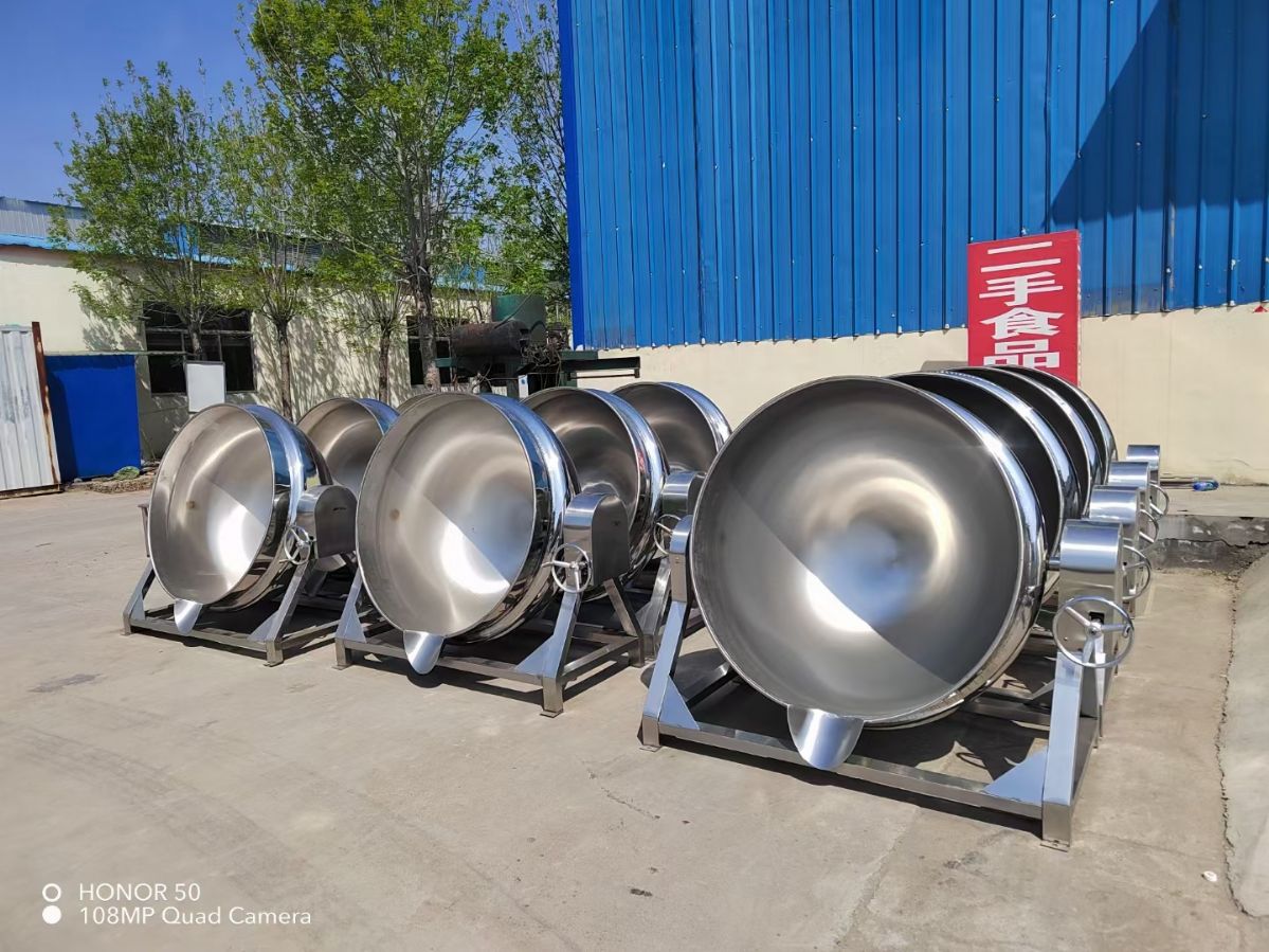 转让二手600升不锈钢可倾斜蒸汽夹层锅-1