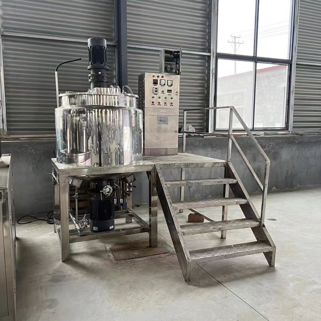 转让二手乳化罐 一套容积500L电加热下乳化电机搅-2