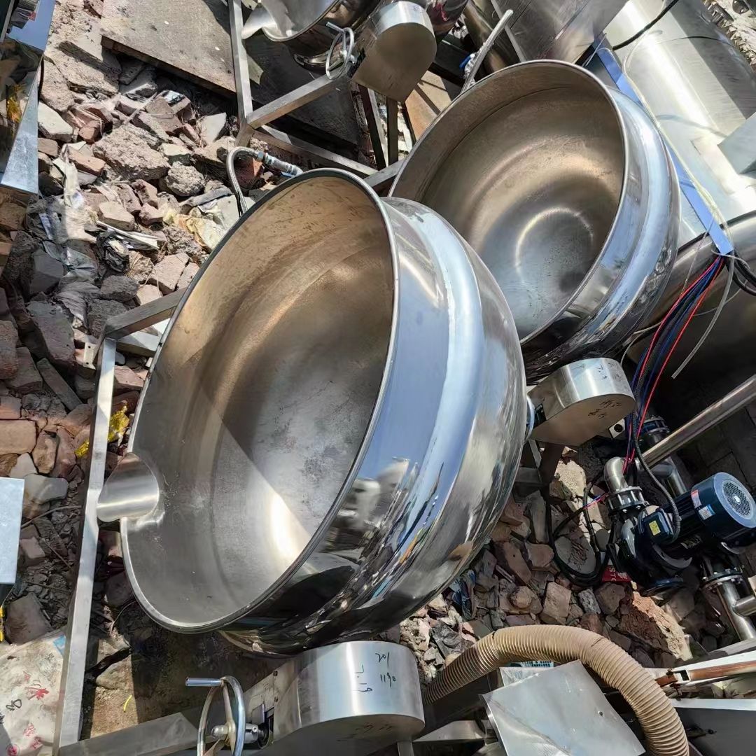 转让二手蒸汽夹层锅 四台容积600L倾斜蒸汽夹层锅-1