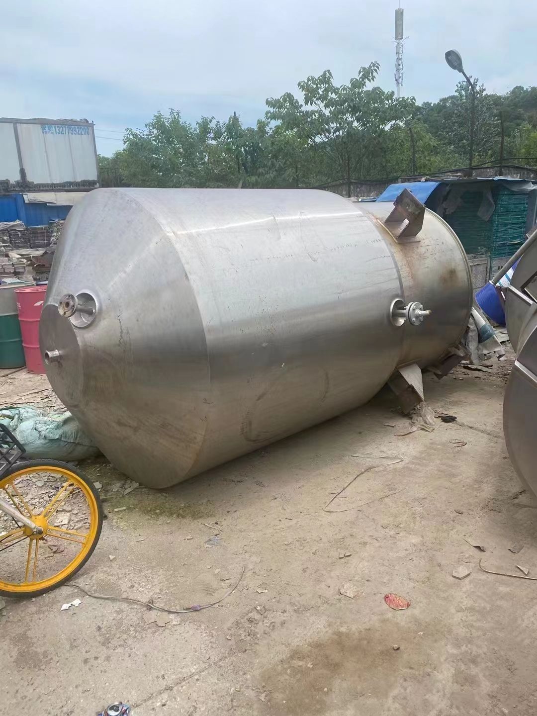 转让二手不锈钢搅拌罐 一台容积3立方夹套立式蒸汽搅-1