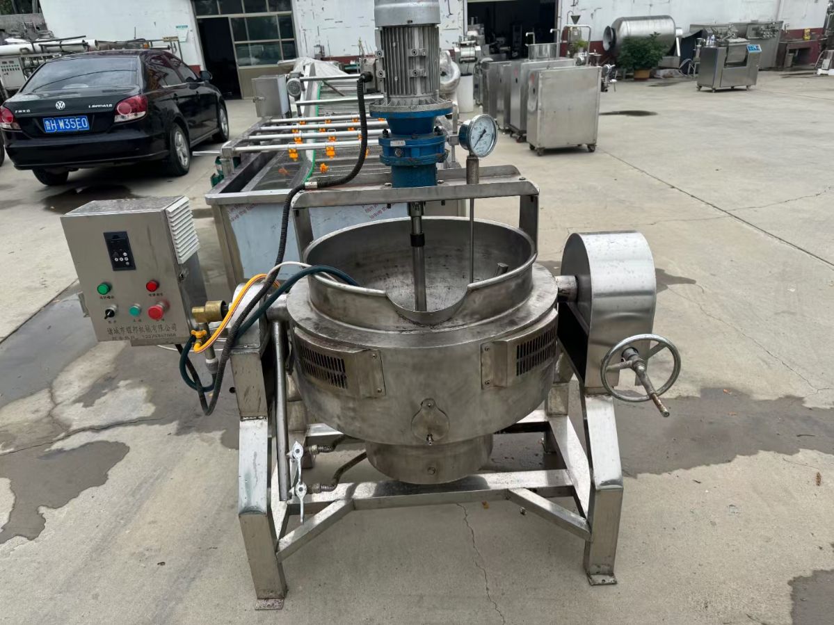 转让二手燃气夹层锅 一台容积50L带搅拌倾斜燃气夹-1