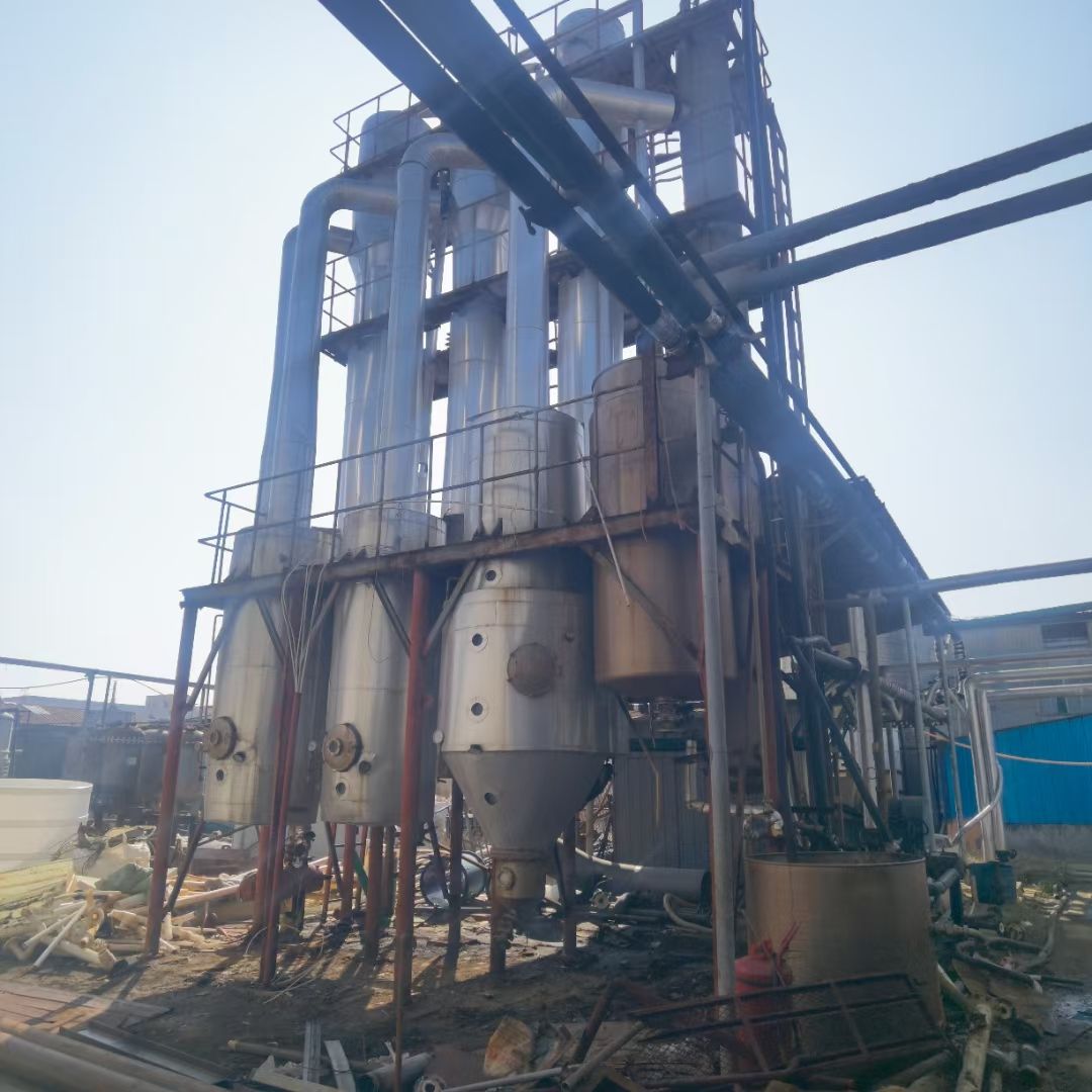 转让二手浆膜蒸发器 一套三效三吨材质316L浆膜式-2