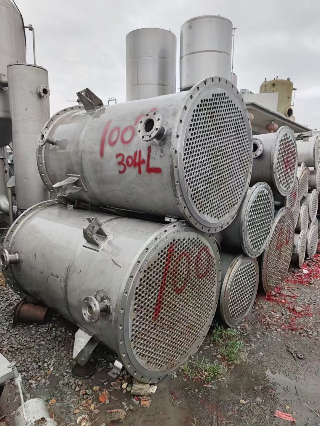 转让二手不锈钢冷凝器 两台面积100平方304材质-2