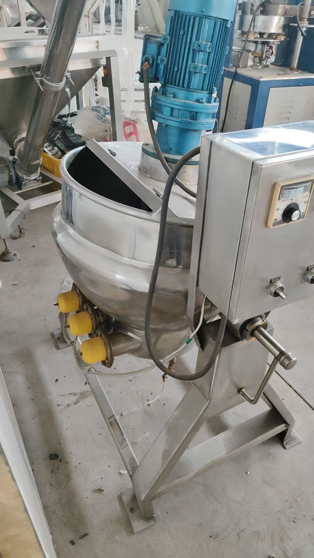 转让二手电加热夹层锅 一台容积50L电加热倾斜搅拌-2