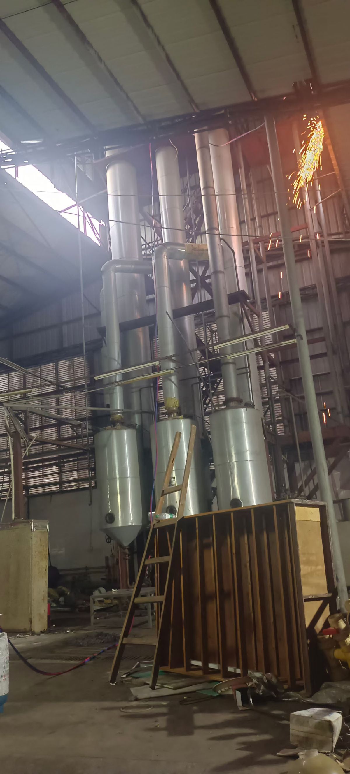 转让二手浆膜蒸发器 一套三效四吨食品级不锈钢浆膜蒸-1
