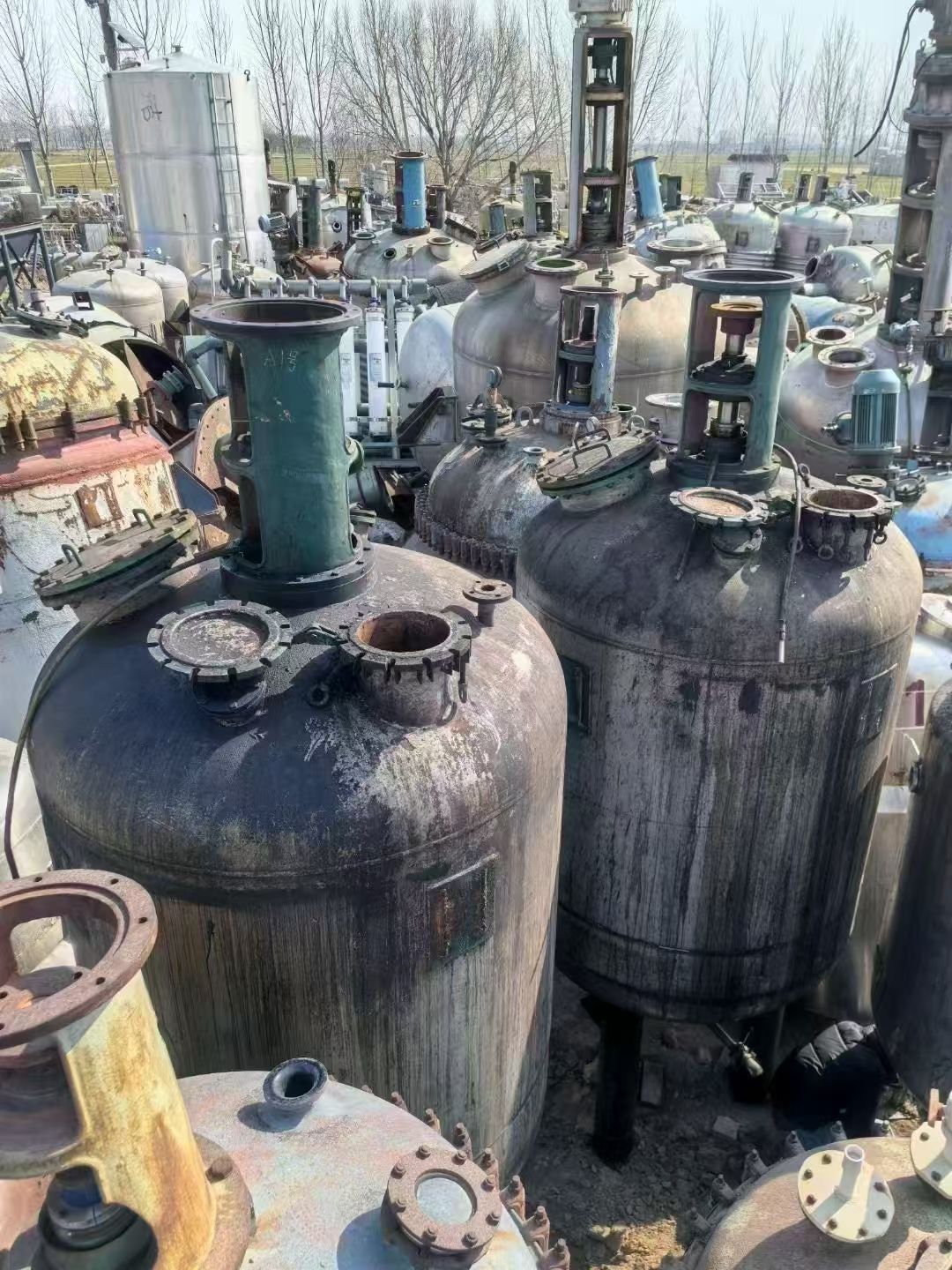 转让二手单层搅拌罐 10台容积5立方单层上下封头不-2