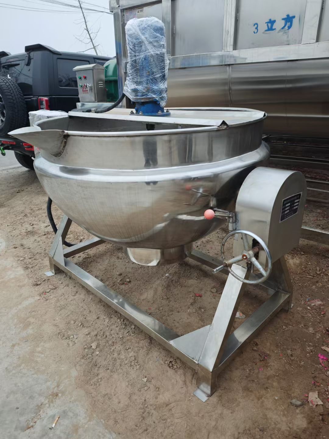 转让二手电加热夹层锅 一台容积600L可倾斜电加热-2