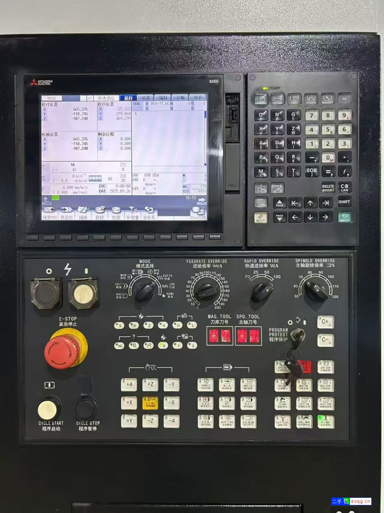 佳富1370三线轨加工中心，三菱M80系统，BT4-4