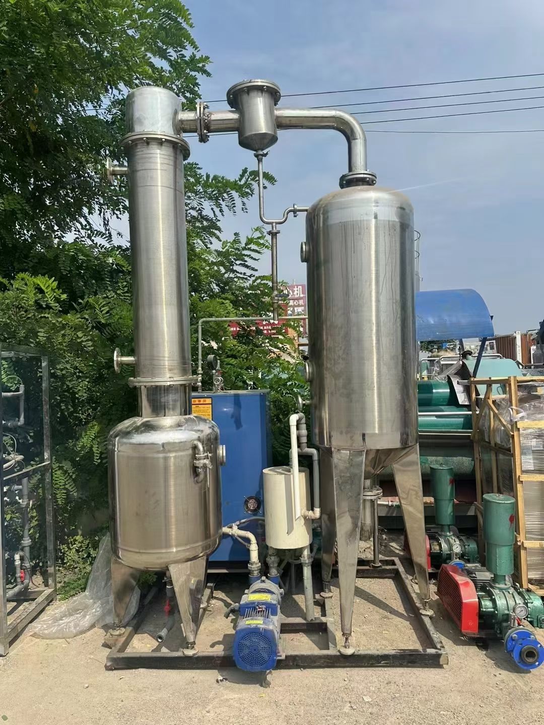 转让二手浓缩蒸发器 一套容积500L撬装式单效浓缩-1