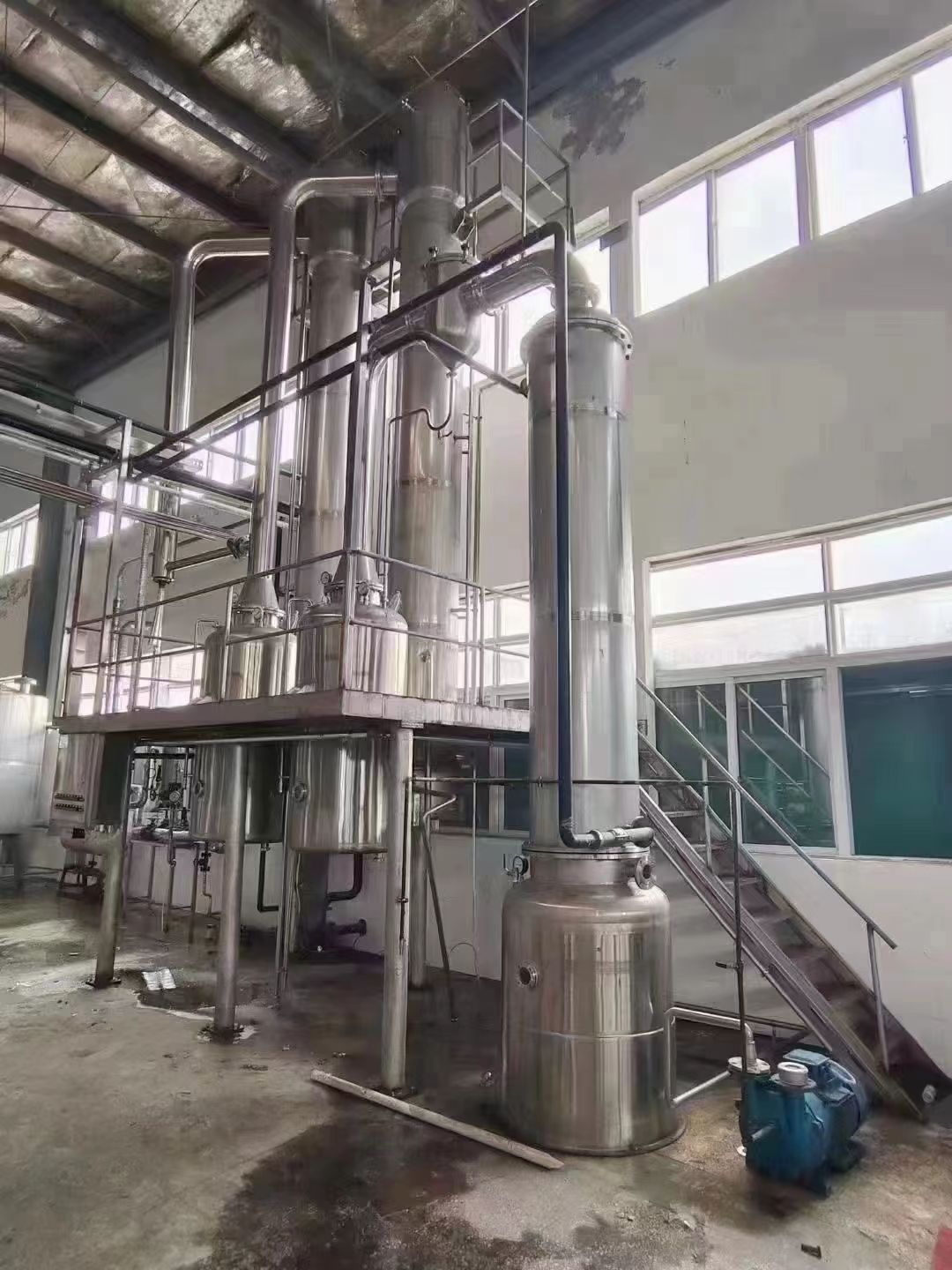 转让二手浆膜蒸发器 一套双效两吨浆膜式蒸发器-2