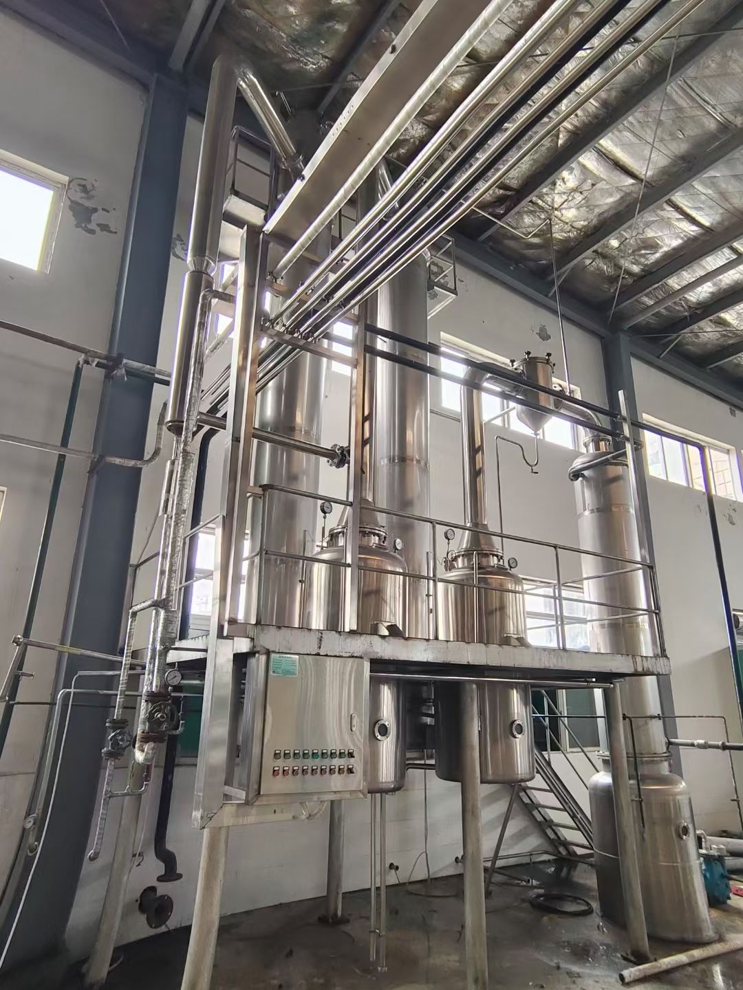 转让二手浆膜蒸发器 一套双效两吨浆膜蒸发器-1