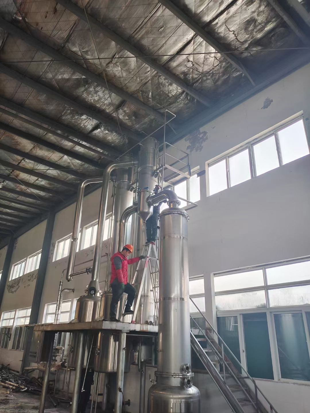 转让二手浆膜蒸发器 一套双效两吨浆膜蒸发器-2