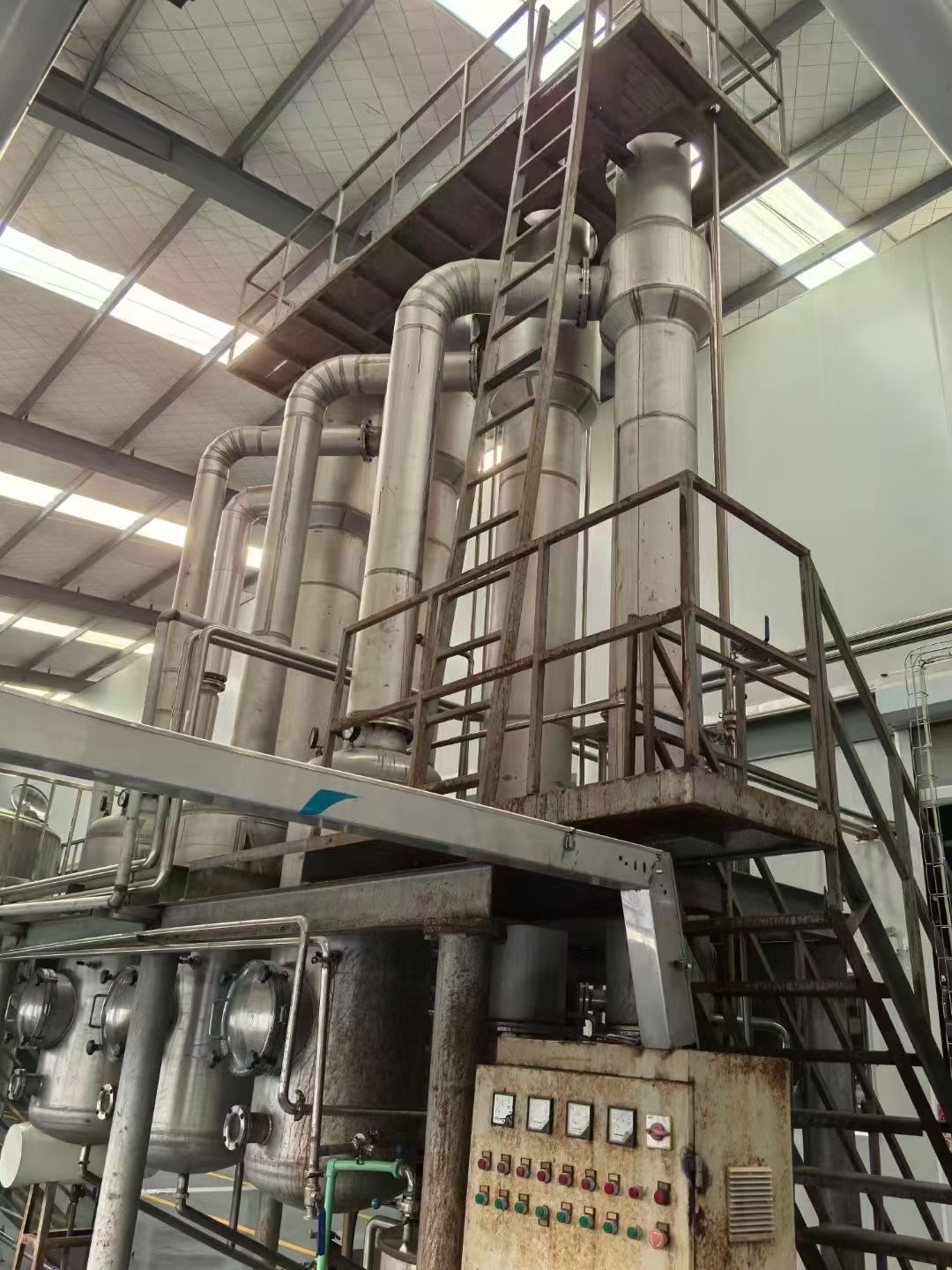 转让二手浆膜蒸发器 一套三效2吨材质316L浆膜式-2