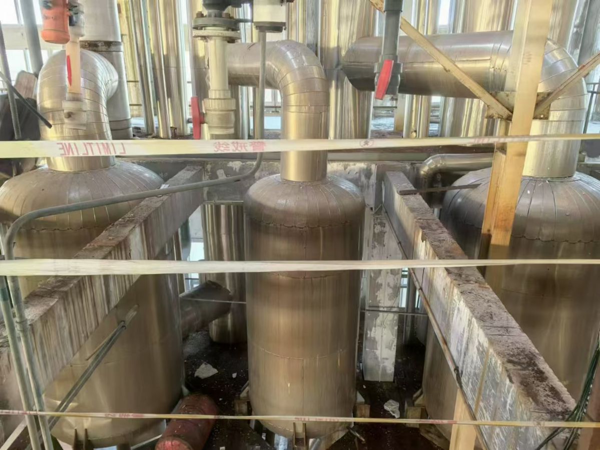 转让二手浆膜蒸发器 一套三效20吨浆膜浓缩式蒸发器-1