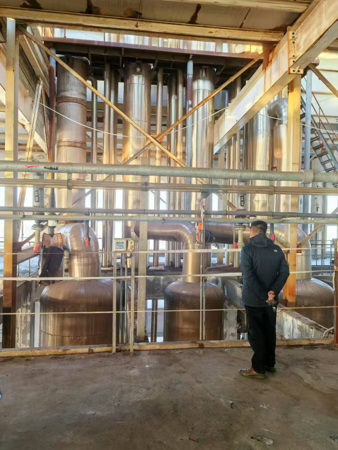 转让二手浆膜蒸发器 一套三效20吨浆膜浓缩式蒸发器-2