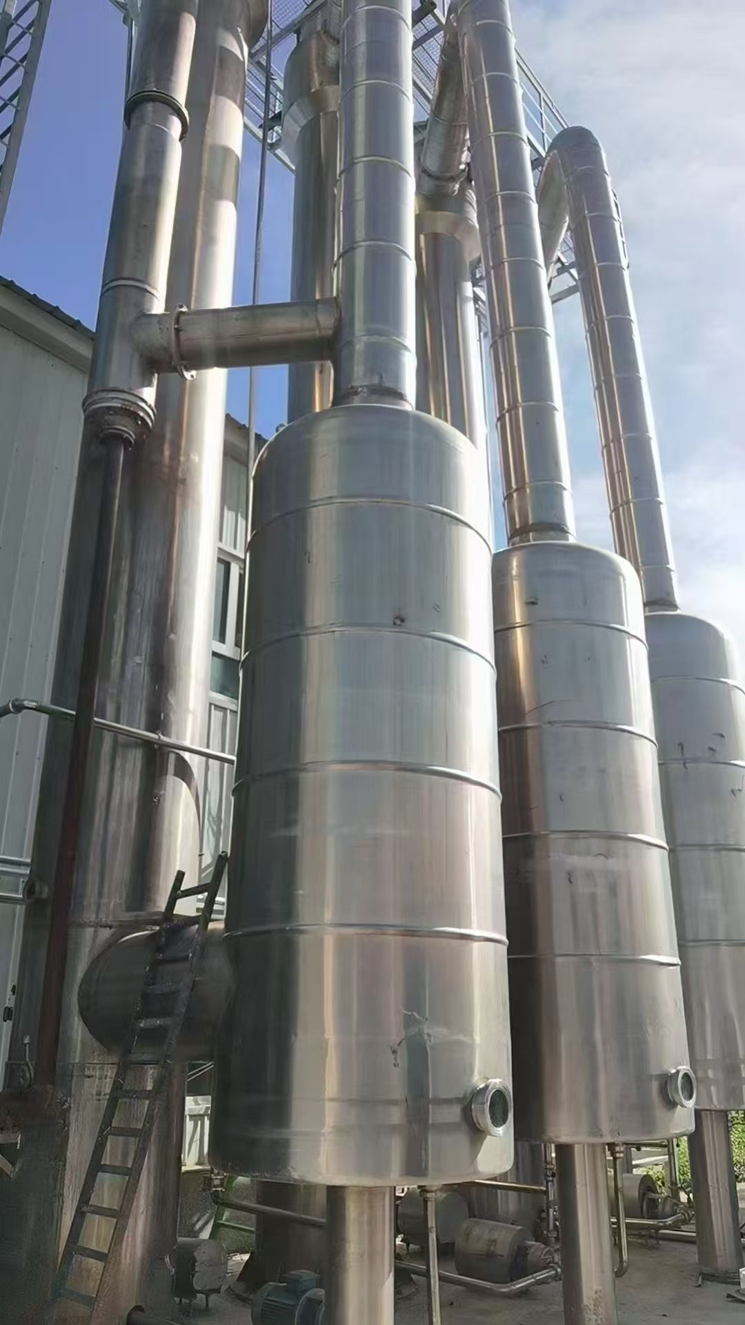 转让二手浆膜蒸发器 一套三效10吨食品级浆膜式蒸发-2