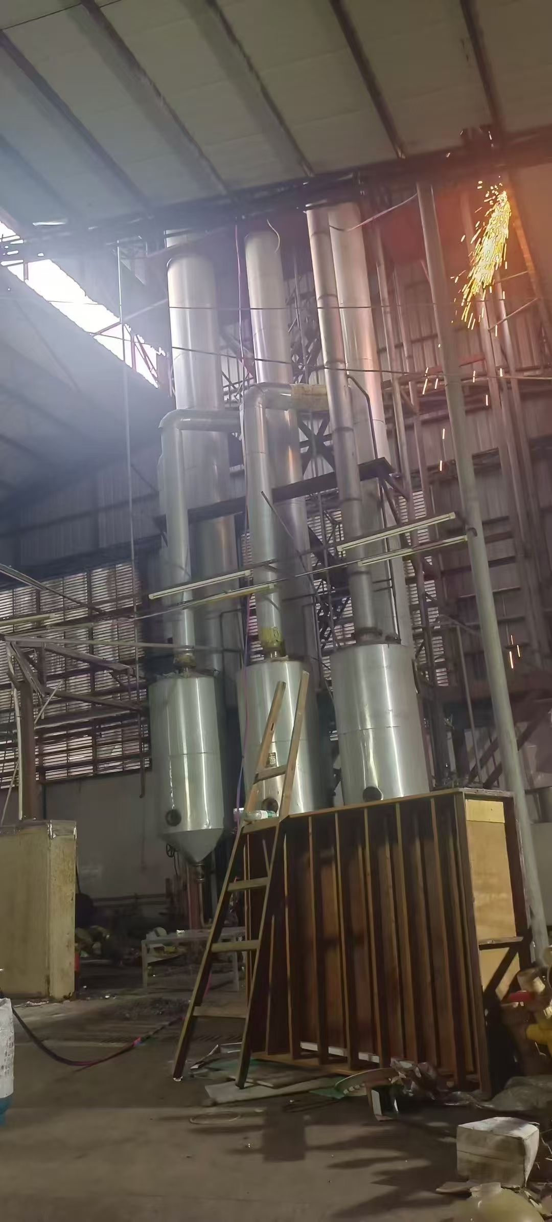 转让二手浆膜蒸发器 一套三效四吨食品级浆膜式蒸发器-2