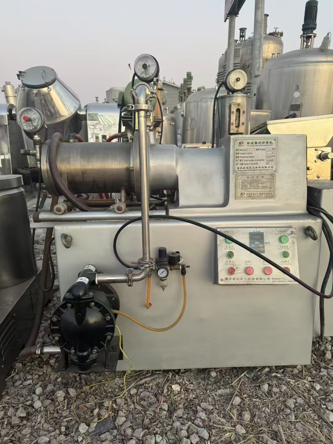 转让二手卧式砂磨机 一台容积5L棒销密闭陶瓷纳米砂-2