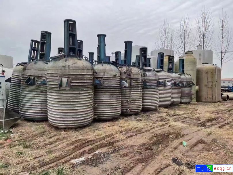 二手外盘管不锈钢反应釜，5立方不锈钢内外盘管反应釜-1