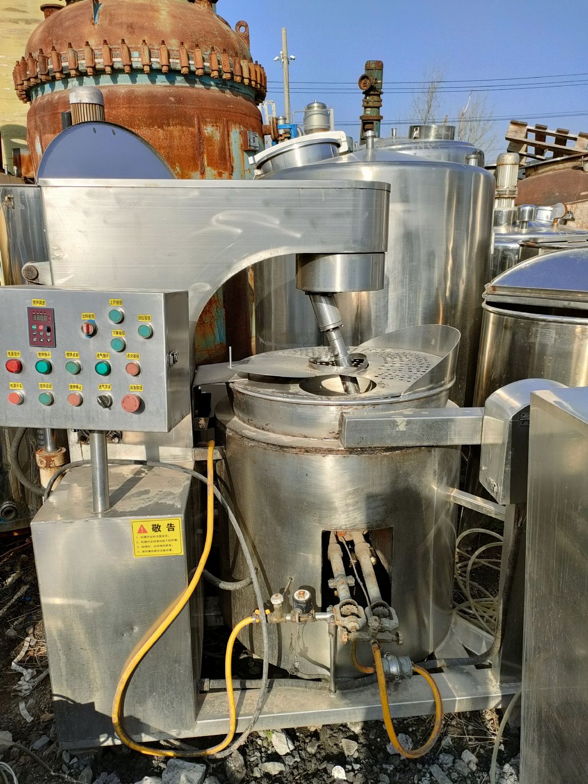 出售二手夹层锅,蒸煮锅,500升搅拌锅,600型行-1