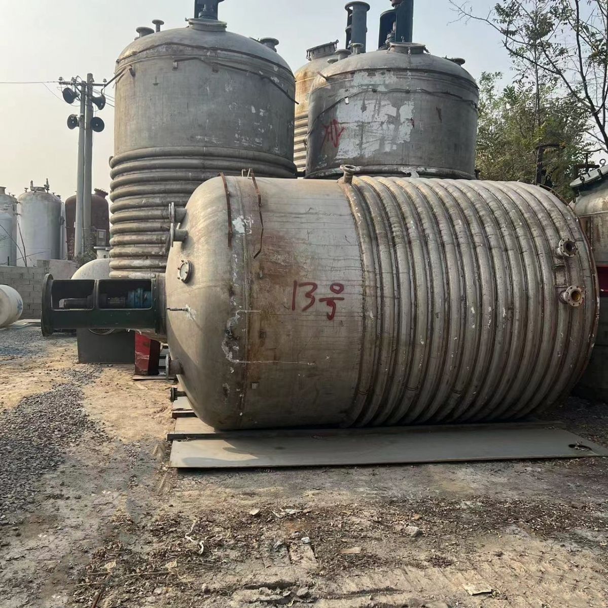 二手反应釜二手34.5立方不锈钢盘管反应釜-2