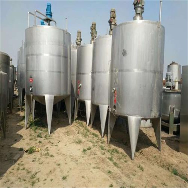 二手5吨内外抛光搅拌罐上平口下封头厚度8MM电机功-2