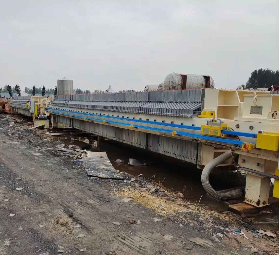 二手压滤机二手200平方带清洗滤布自动隔膜暗流压滤-2