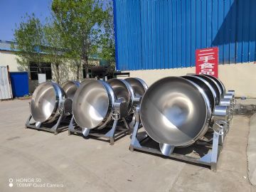 转让二手600升不锈钢可倾斜蒸汽夹层锅