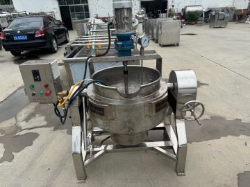 转让二手燃气夹层锅 一台容积50L带搅拌