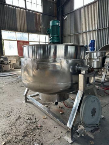 转让二手燃气夹层锅 一台容积500L带搅