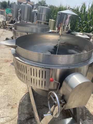 转让二手燃气夹层锅 两台容积400L燃气