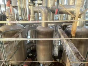 转让二手浆膜蒸发器 一套三效20吨浆膜浓